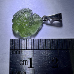 0.85g Moldavite Rhodium-Plated Silver Pendant