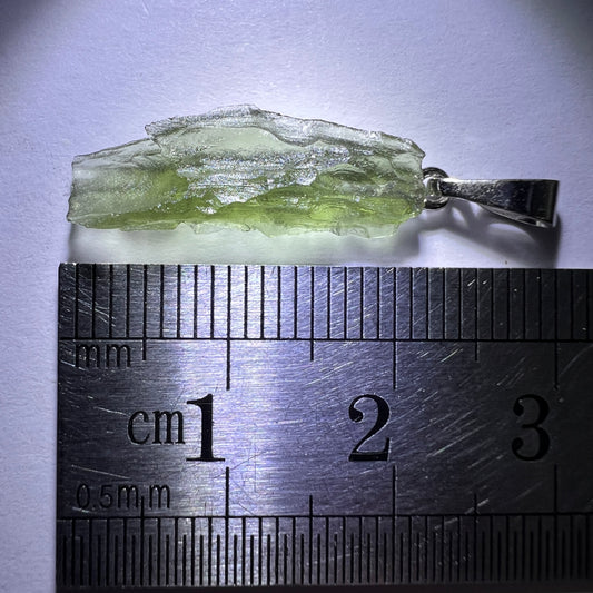 0.78g Moldavite Rhodium-Plated Silver Pendant