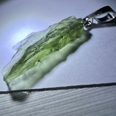 0.78g Moldavite Rhodium-Plated Silver Pendant