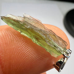 0.78g Moldavite Rhodium-Plated Silver Pendant