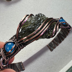 Moldavite & Blue Onyx Adjustable Bracelet
