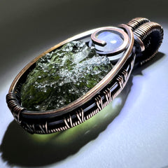 Moldavite & Moonstone pendant