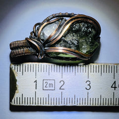 1.52g Moldavite & Herkimer Diamond Copper Pendant