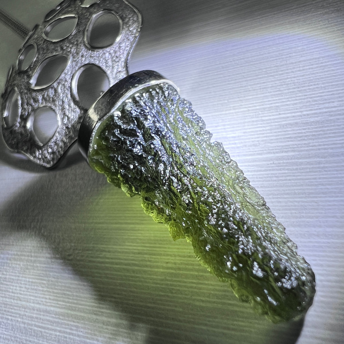 3.98g Chlum Drop Moldavite/Silver Pendant