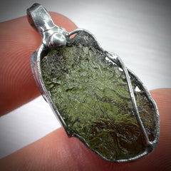 Soft Soldered Moldavite Pendant 3g