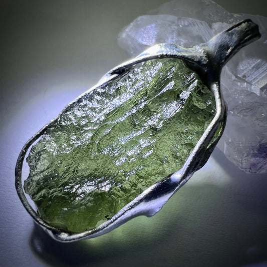 Soft Soldered Moldavite Pendant 3g