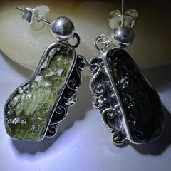 Moldavite Silver Earrings – 7.57g