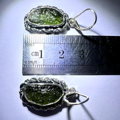 Oval Shaped Moldavite Silver Earrings – 9.04g