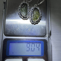 Oval Shaped Moldavite Silver Earrings – 9.04g