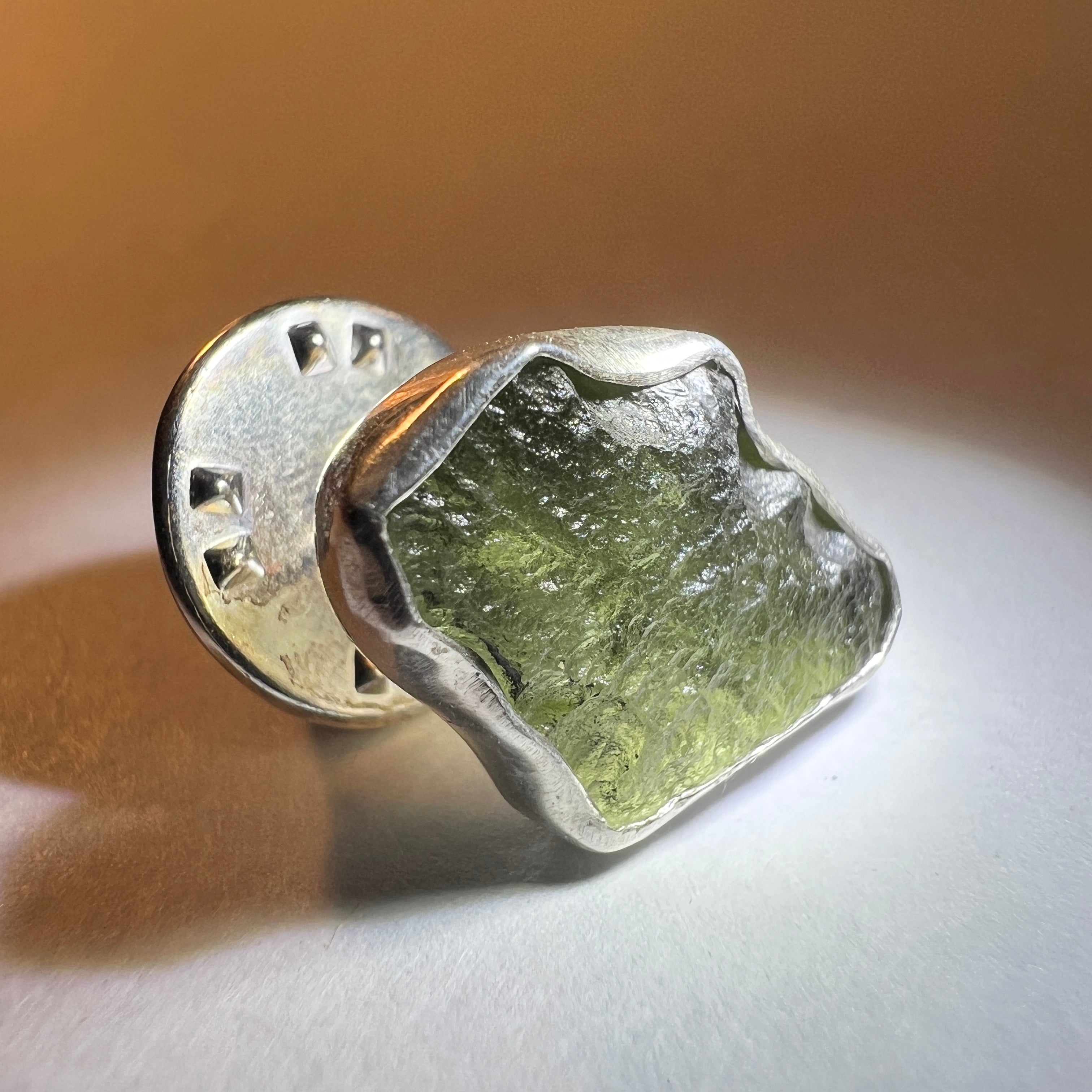 Moldavite/Silver pin