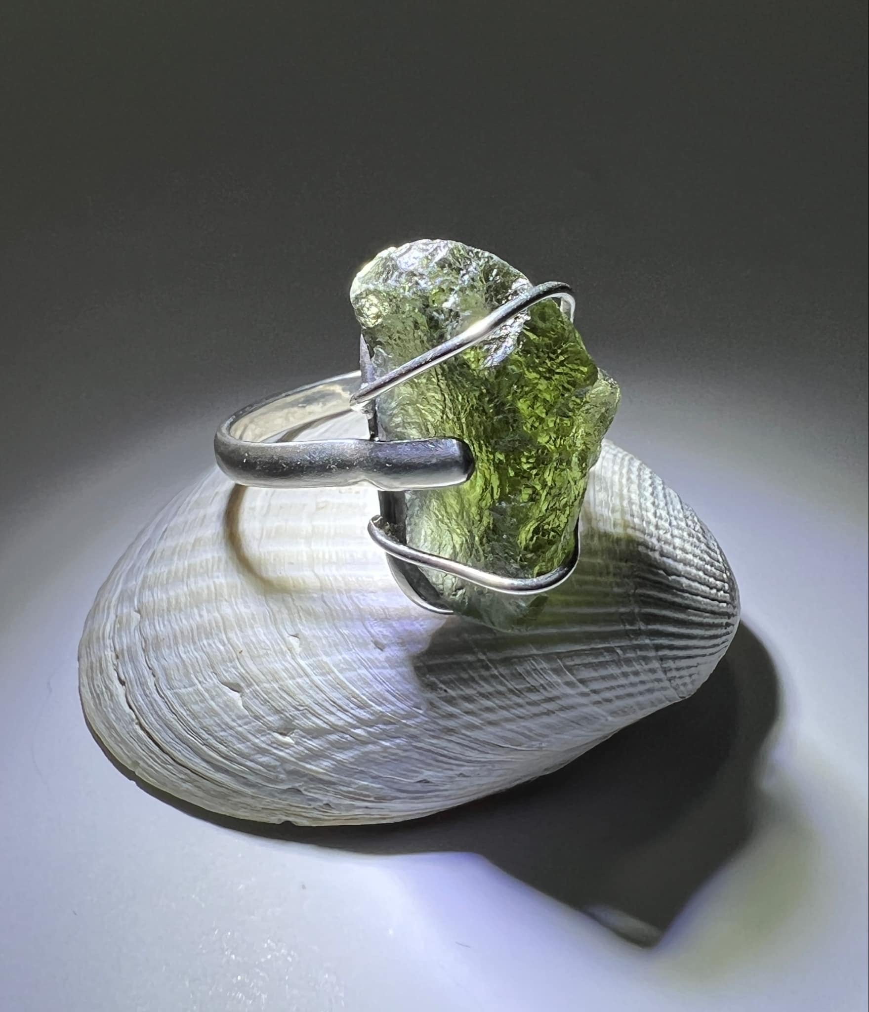 Moldavite ring, size M (6us).