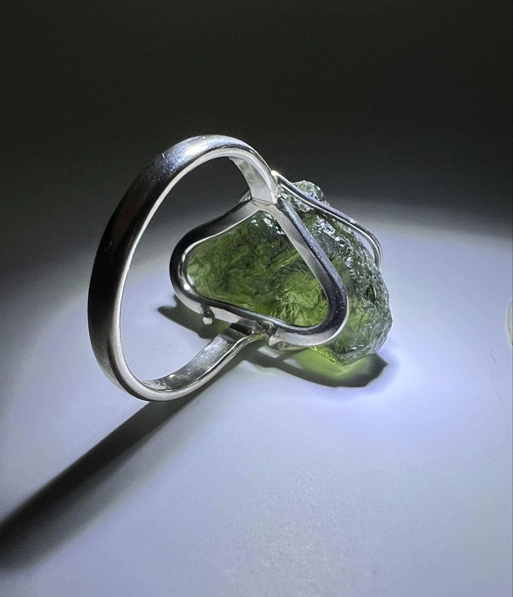 Moldavite ring, size M (6us).