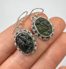 Moldavite Silver Earrings