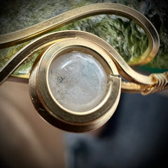 Moldavite & Moonstone Gold pendant