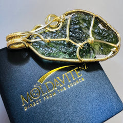 Moldavite & Moonstone Gold pendant