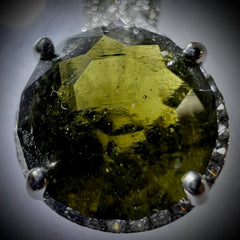 Faceted Moldavite pendant with Zircon 3.28ct