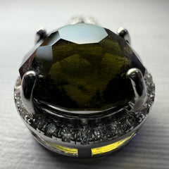 Faceted Moldavite pendant with Zircon 3.28ct