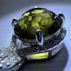 Faceted Moldavite pendant with Zircon 3.28ct