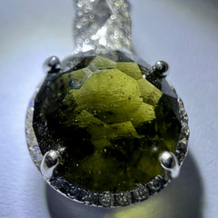Faceted Moldavite pendant with Zircon 3.28ct