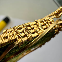 Angel Chime & Sapphire in Gold — Dual Moldavite Masterpiece