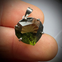 Exquisite Faceted Moldavite Pendant - Heart Cut