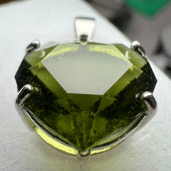 Exquisite Faceted Moldavite Pendant - Heart Cut