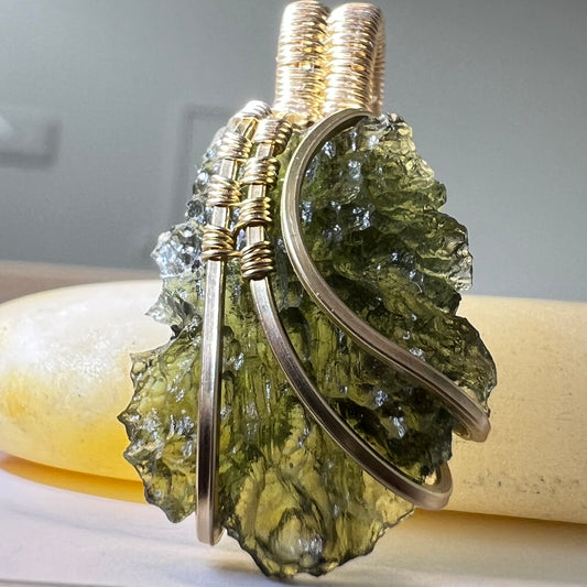 2.2 g Chlum Moldavite Pendant– 14k Gold