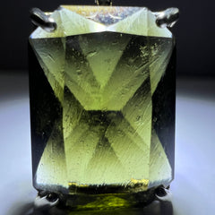 Faceted Moldavite pendant - Emerald cut 7.09 carat.