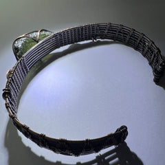 1.9g Moldavite/Copper Bracelet with Nephrite Jade Accents (Adjustable)