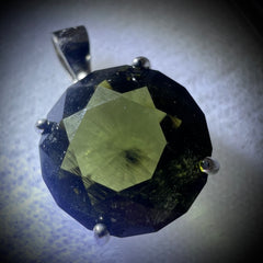 5.16ct Brilliant Cut Moldavite Pendant in Sterling Silver