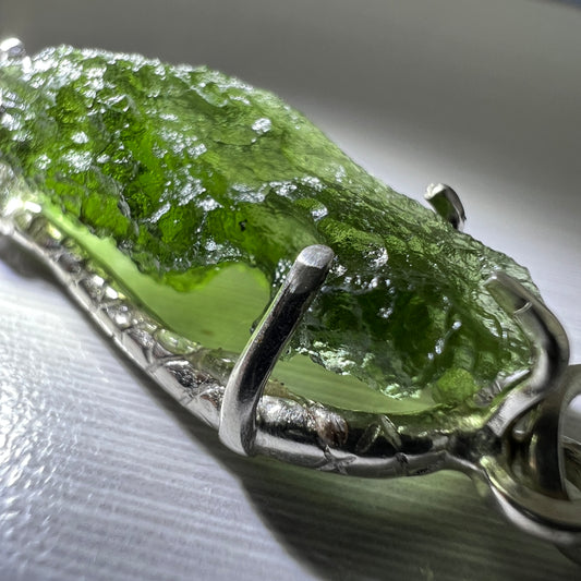 2.73g Moldavite & Herkimer Diamond Silver Pendant