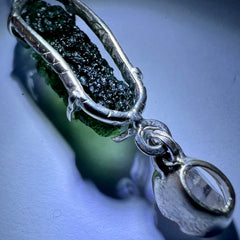 2.73g Moldavite & Herkimer Diamond Silver Pendant