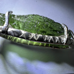 2.73g Moldavite & Herkimer Diamond Silver Pendant