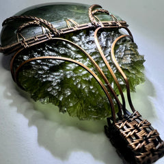 Heaven & Earth; Moldavite & Greenstone Statement piece pendant.