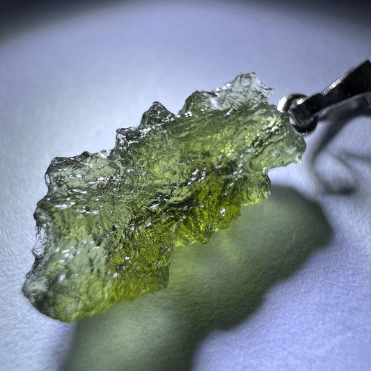 0.75g Moldavite Rhodium-Plated Silver Pendant