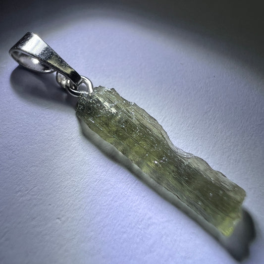 0.41g Moldavite Rhodium-Plated Silver Pendant