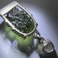 5.43g Moldavite & Herkimer Diamond Silver Pendant
