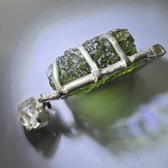 5.43g Moldavite & Herkimer Diamond Silver Pendant