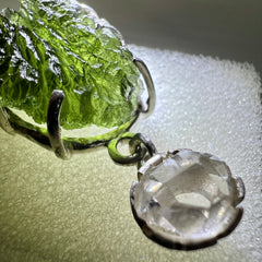5.43g Moldavite & Herkimer Diamond Silver Pendant