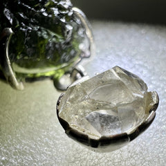 5.43g Moldavite & Herkimer Diamond Silver Pendant
