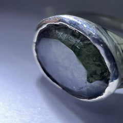 Faceted Moldavite Sterling Silver Ring – Size T (9.5)