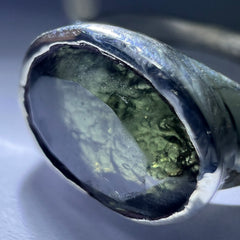 Faceted Moldavite Sterling Silver Ring – Size T (9.5)