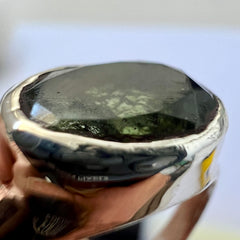 Faceted Moldavite Sterling Silver Ring – Size T (9.5)