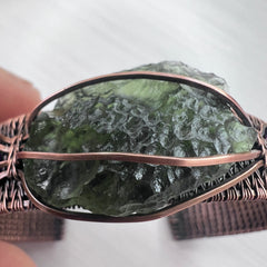 Moldavite & Amethyst Copper Bracelet