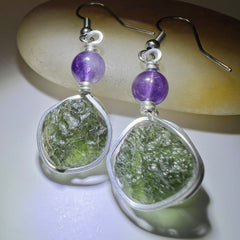 Moldavite/Silver earrings.
