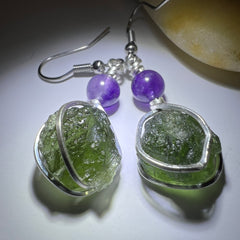 Moldavite/Silver earrings.
