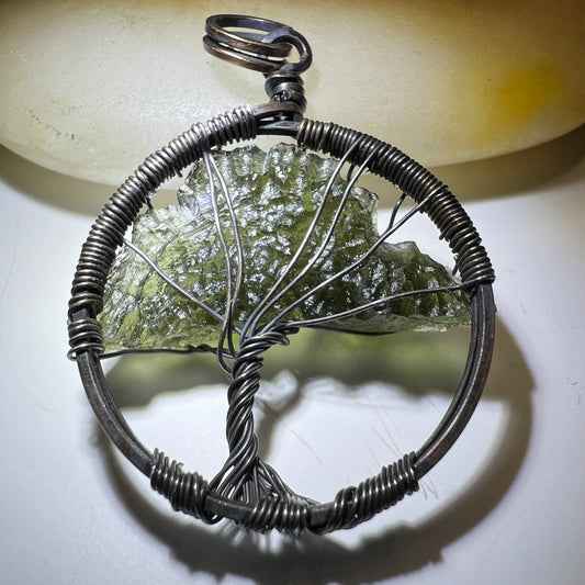 Moldavite Tree of Life pendant.