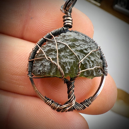 Moldavite Tree of Life pendant 2.4g