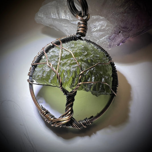 Moldavite Tree of Life pendant 2.4g