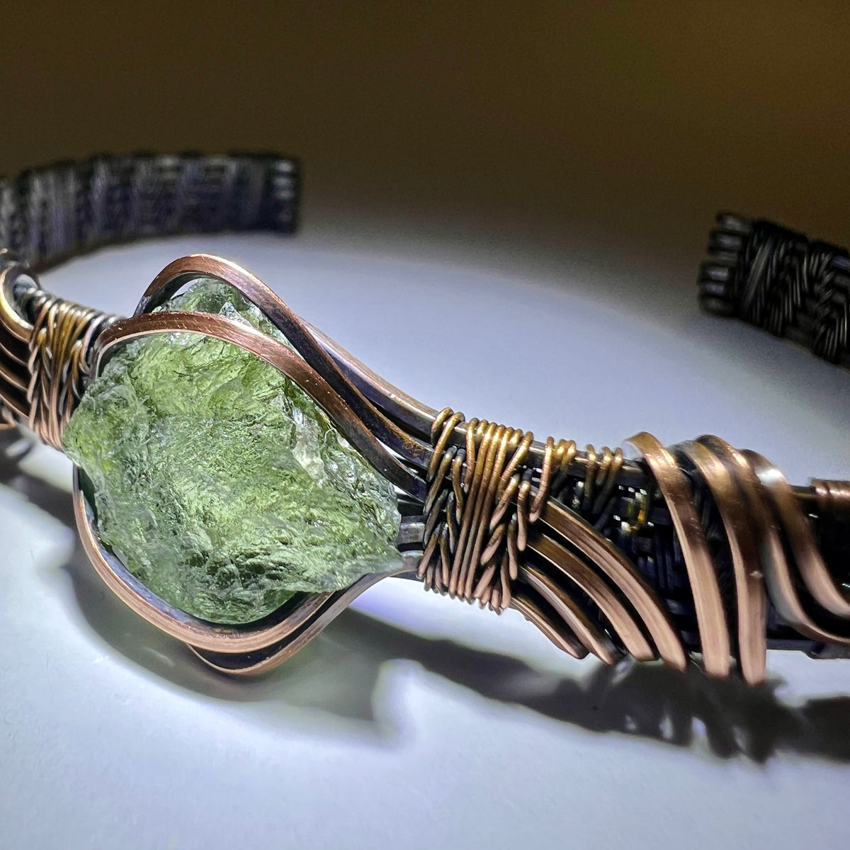 Moldavite/Copper bracelet